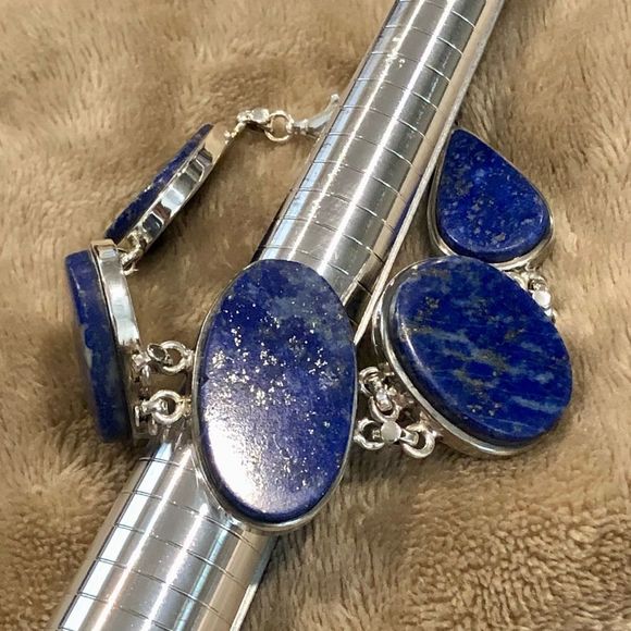 Southwestern Lapis Lazuli Sterling Silver Bracelet - Picture 15 of 15